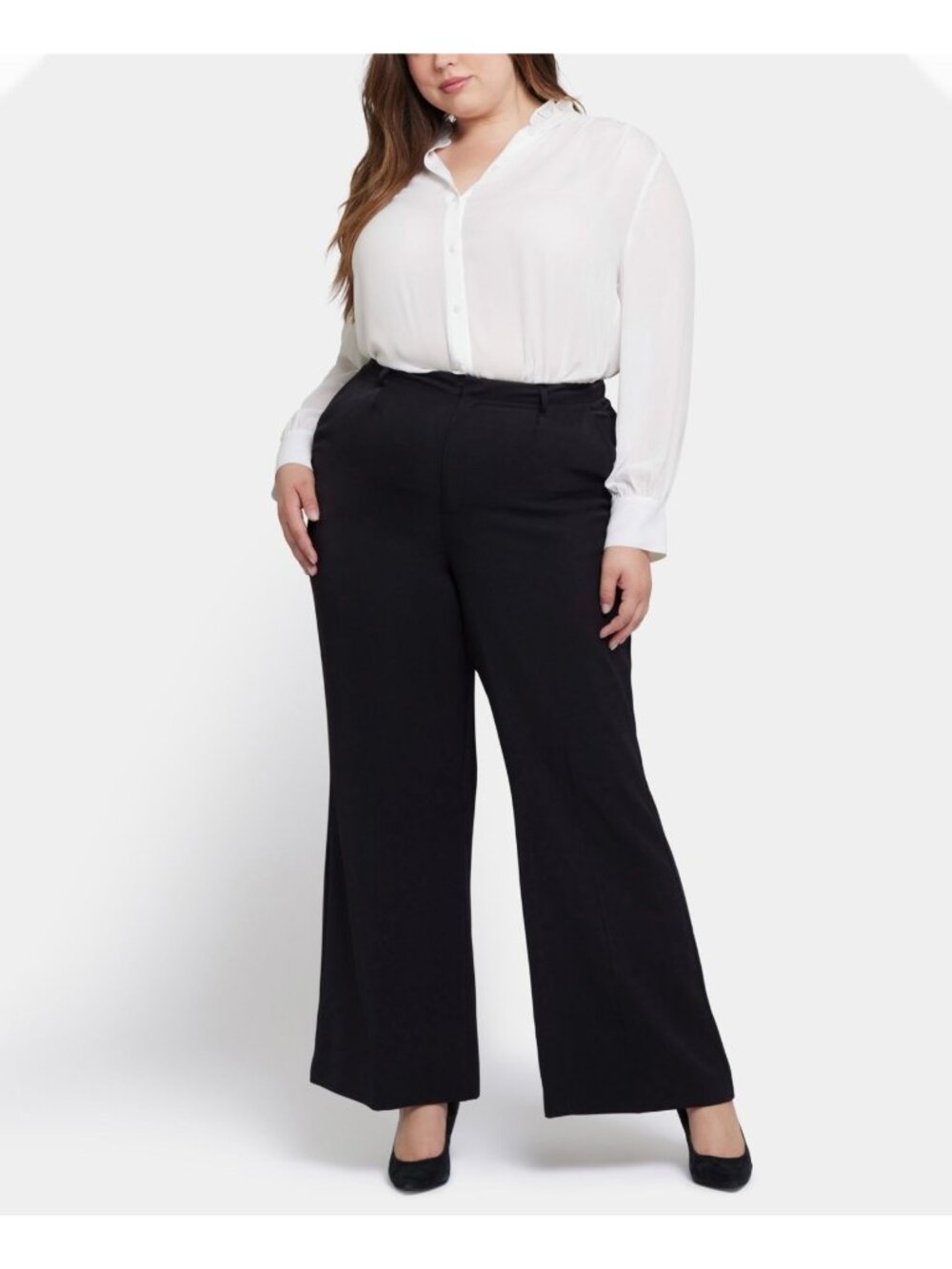 NYDJ Plus Size 20W Black 100% polyester High Rise Wide Leg Trouser Pants $119